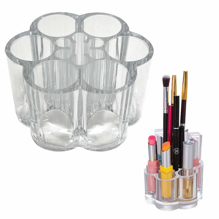 Acrylic Cosmetic Makeup Brushes Organizer Holder 12 Spaces Flower Style Clear