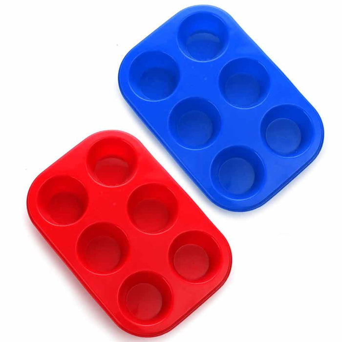 2 PC Silicone Muffin Pan 6 Cup Cupcake Baking Pan Non Stick Tray Food Grade Mold