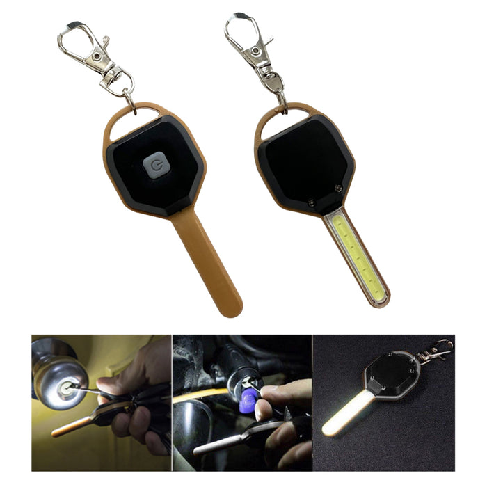 2PC Portable LED Flashlight Keychain COB Light Small Lamp Key Ring Flash Torch