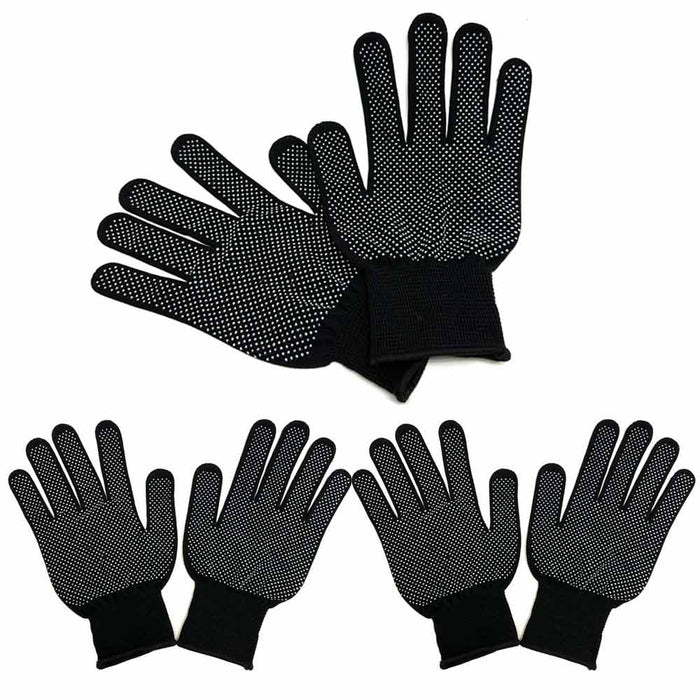 3 Pairs Work Gloves Dotted Anti Slip Knitted Stretchy Cloth Glove Moist Glove