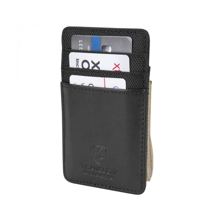Travelon Genuine Leather Money Clip Wallet RFID Blocking Credit Card Case ID Blk