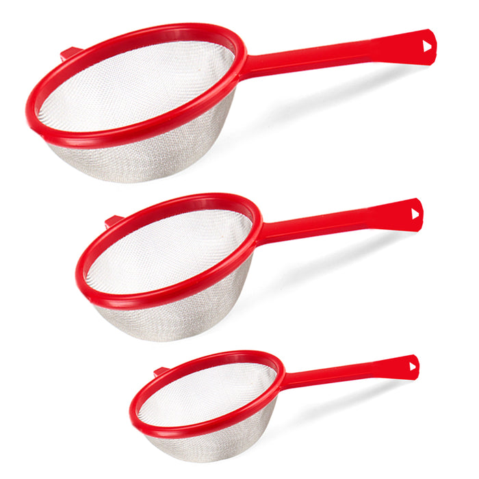3 Pc Multi Purpose Plastic Strainers Sieve Mesh Colander Flour Sifter Kitchen