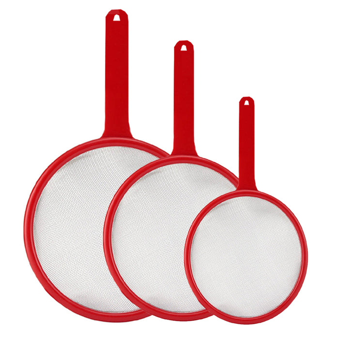 3 Pc Multi Purpose Plastic Strainers Sieve Mesh Colander Flour Sifter Kitchen