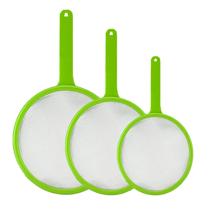 3 Pc Multi Purpose Plastic Strainers Sieve Mesh Colander Flour Sifter Kitchen