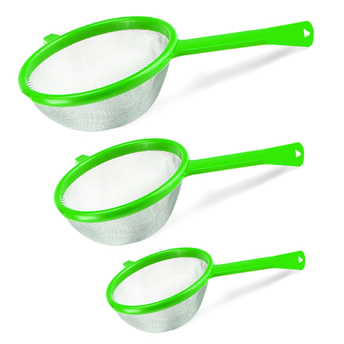 3 Pc Multi Purpose Plastic Strainers Sieve Mesh Colander Flour Sifter Kitchen