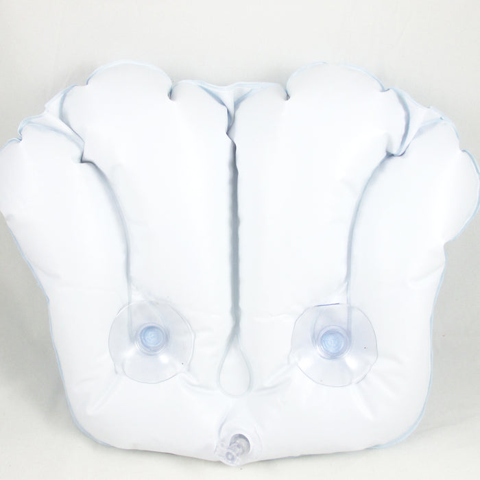 Inflatable Bathtub Pillow Shell Shape Spa Neck Cushion Terrycloth Vinyl Suction