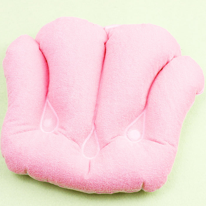 Inflatable Bathtub Pillow Shell Shape Spa Neck Cushion Terrycloth Vinyl Suction