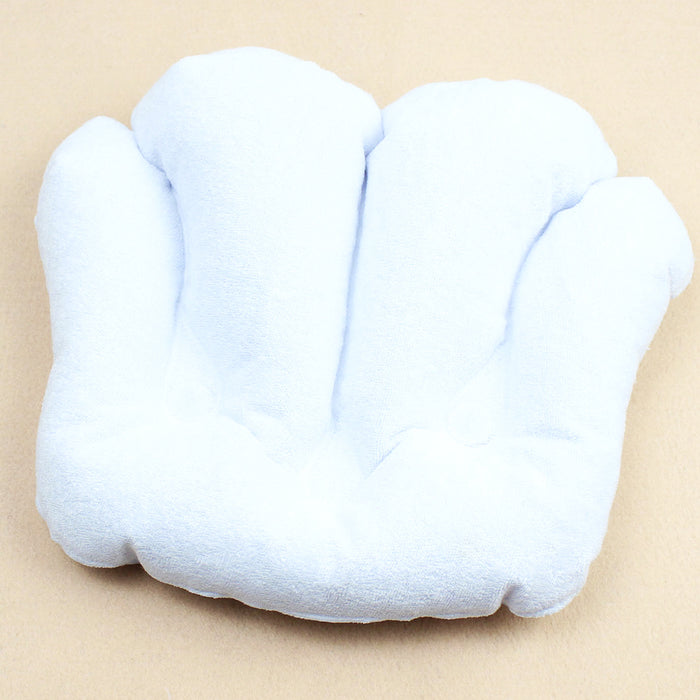 Inflatable Bathtub Pillow Shell Shape Spa Neck Cushion Terrycloth Vinyl Suction