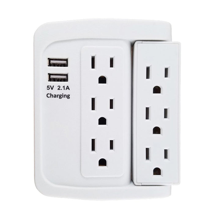 Wall Adapter Tap Surge Protector Multi Plug USB Charging Ports Swivel AC Sockets