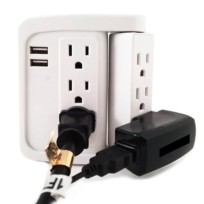 Wall Adapter Tap Surge Protector Multi Plug USB Charging Ports Swivel AC Sockets