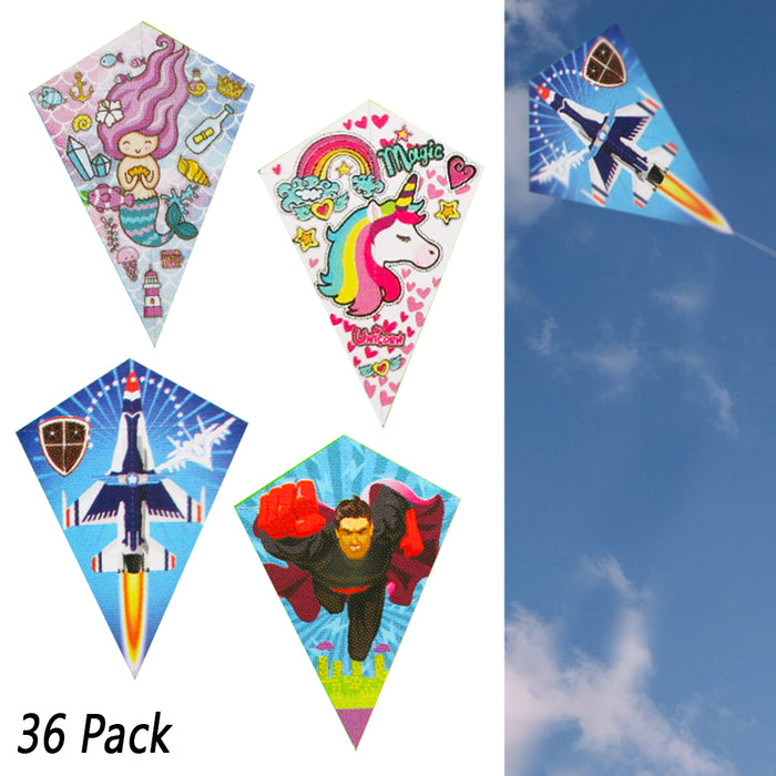 36 Lot Diamond Kites Single Line Outdoor Children Toys Beach Fun Games Wholesale