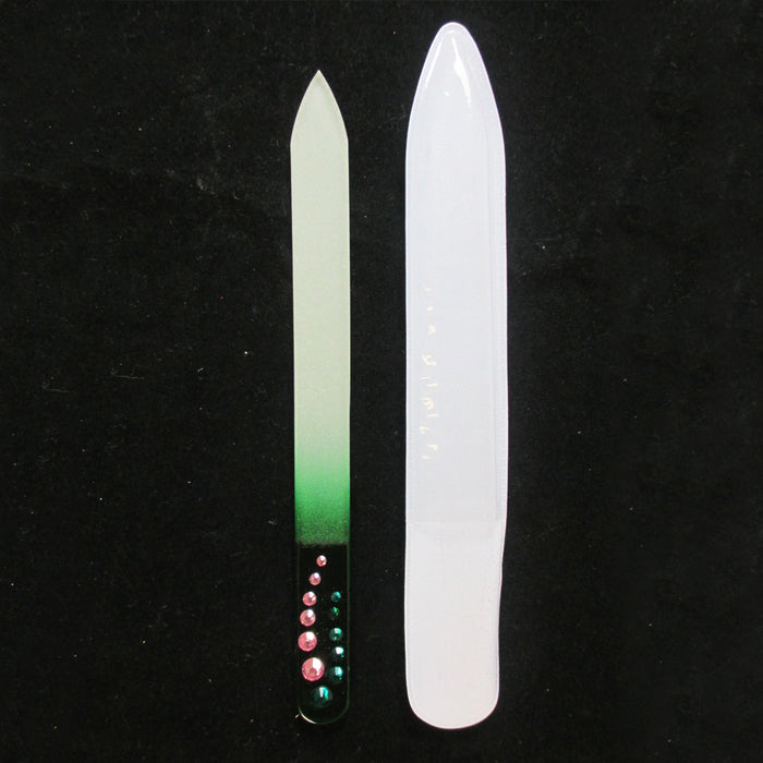 3X Etched Crystal Glass Manicure Nail File Art Set Design Fingernail Buffer Tool
