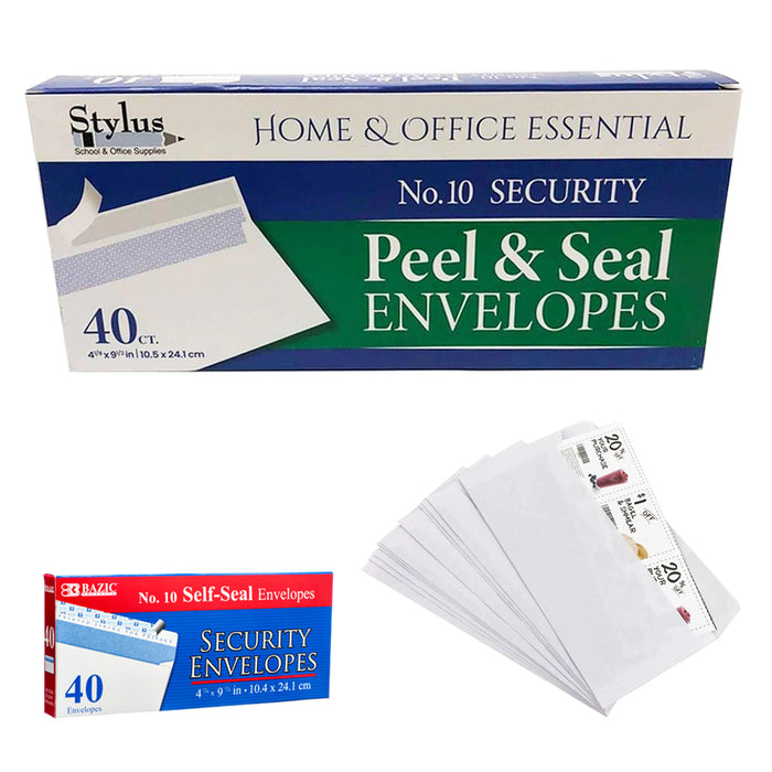 40 Peel Self Seal White Letter Mailing Envelopes N.10 Shipping 4-1/8 X 9-1/2 In