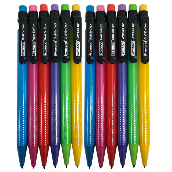 12 Mechanical Pencils With Erasers Refillable 0.7mm #2 HB Point Girls Boys Adult