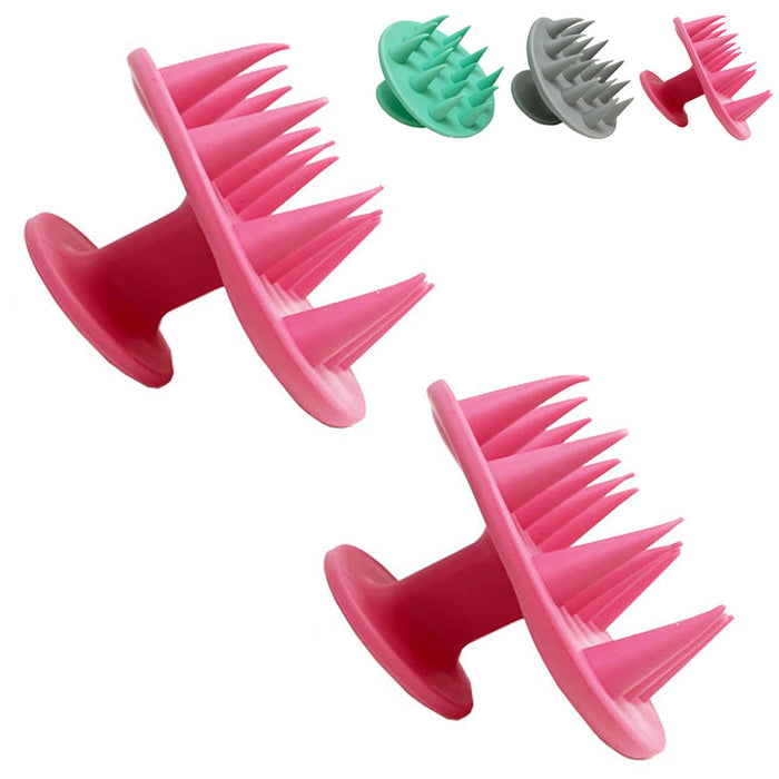 2 Shampoo Scalp Massager Brush Silicone Hair Washing Comb Head Care Salon Shower