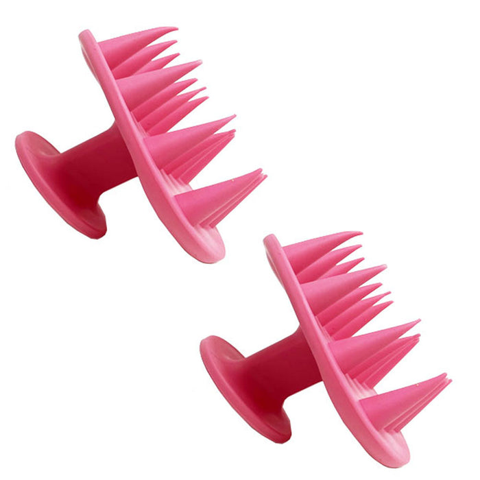 2 Shampoo Scalp Massager Brush Silicone Hair Washing Comb Head Care Salon Shower
