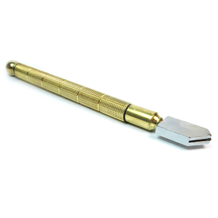 2pc Diamond Antislip Metal Handle Steel Blade Oil Feed Glass Cutter Cutting Tool, Gold