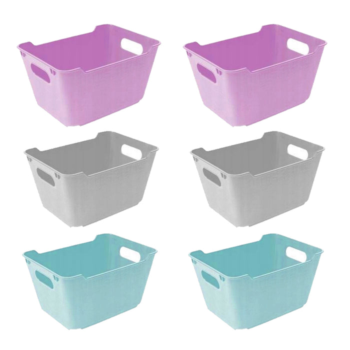 6 Pack Mini Bin Storage Container Baskets Organizers Small Trays Shelve Desk Set