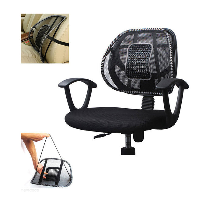 2 Pc Cool Vent Cushion Mesh Back Lumbar Support Car Office Home Chair Seat Black