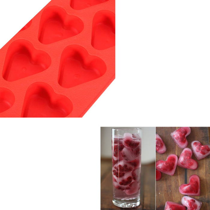 3 Silicone Ice Tray Heart Shaped Cube Maker Jelly Chocolate Cake Mold Party New