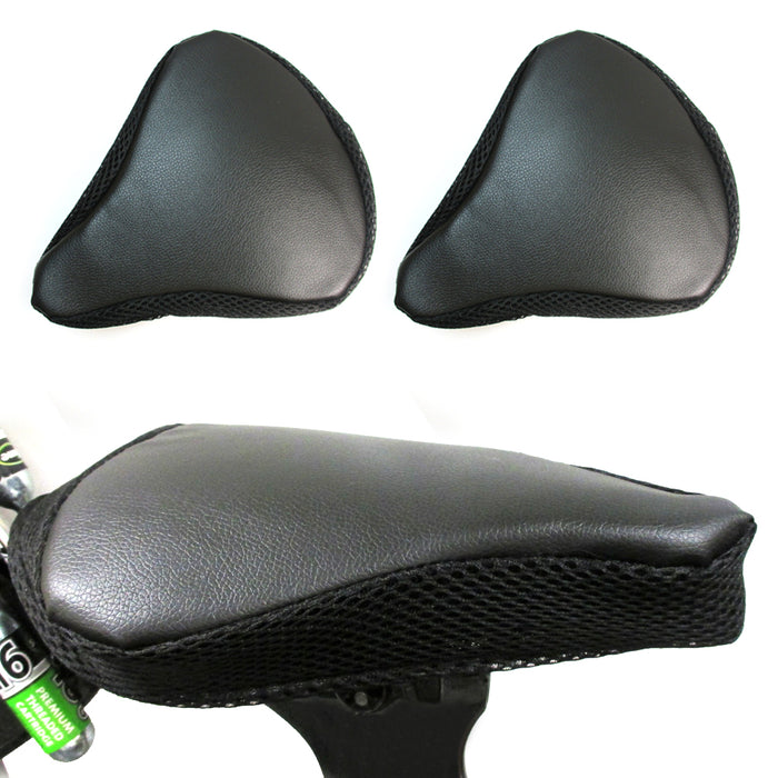 2 Pc Jumbo Bike Seat Cover Black Comfortable Durable Bicycle Cushion Soft Saddle