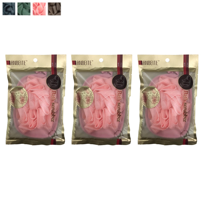 3 Pack Bath Shower Body Scrubber with Loofah Spa Exfoliating Deep Clean Dry Skin