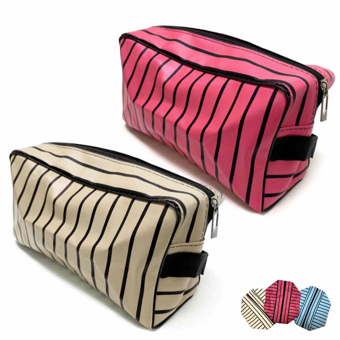 2 Cosmetic Bag Women Makeup Pouch Travel Toiletry Stripe Organizer Storage Girls