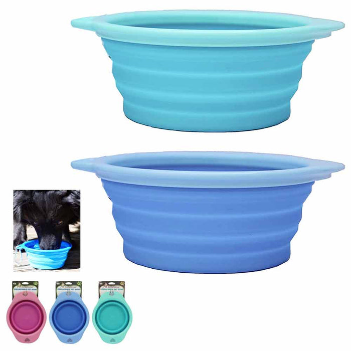 2 PC Collapsible Dog Bowls Travel Portable Water Bowl Pet Feeding Dish Carabiner