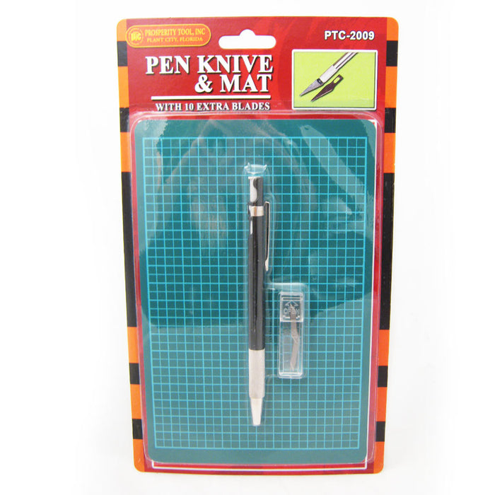 Pen Knife Cutting Board Mat +10 Blades Exacto Hobby Craft Tools Compact Office