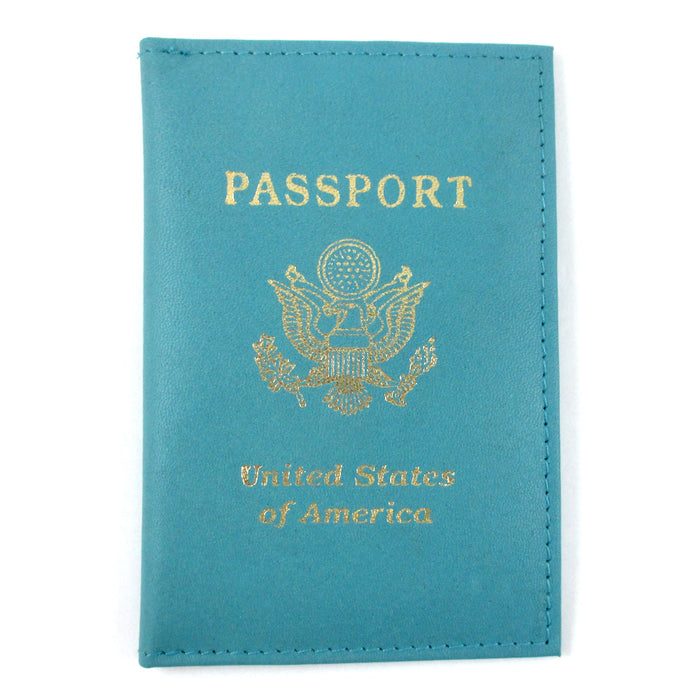 Genuine Leather US Passport Cover ID Holder Wallet Travel Case Handmade Teal New