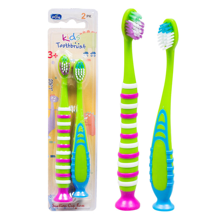 10 Pack Kids Toothbrush Extra Soft Bristles Suction Cup Holder Clean Oral Care