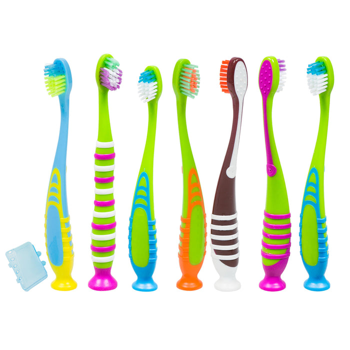 12Pc Lot Kids Toddler Toothbrush Soft Bristles Suction Cup Stand Mouth Oral Care