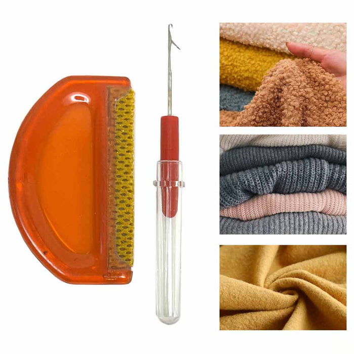 2 PC Set Fabric Comb Fuzz Knit Fixer Lint Brush Remover Clothes Shaver Portable
