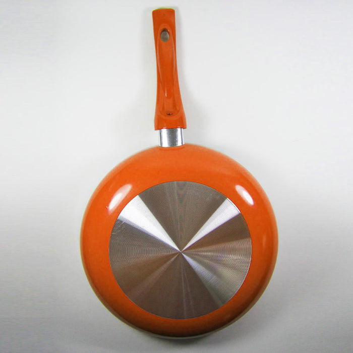 11" Non Stick Ceramic Coated Frying Pan Orange Colored Finish Skillet Aluminum