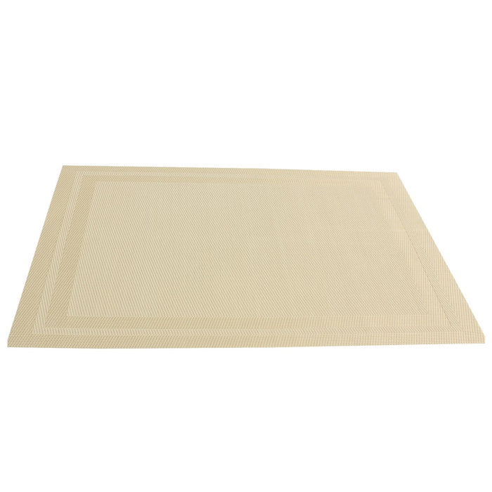 4 Pack PVC Dining Room Table Mats Woven Placemats Heat Insulation 12" x 18" Tan