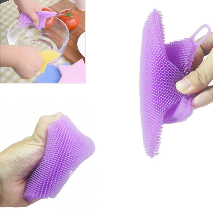 3 Pack Silicone Dish Sponge Kitchen Silicone Scrubber Washing Gadgets Tool Brush