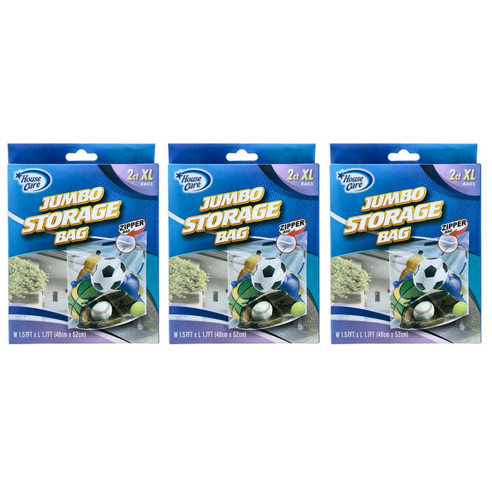 6 Pack Extra Large Storage Bags Strong Clear Resealable Zipper Food Travel 20x20