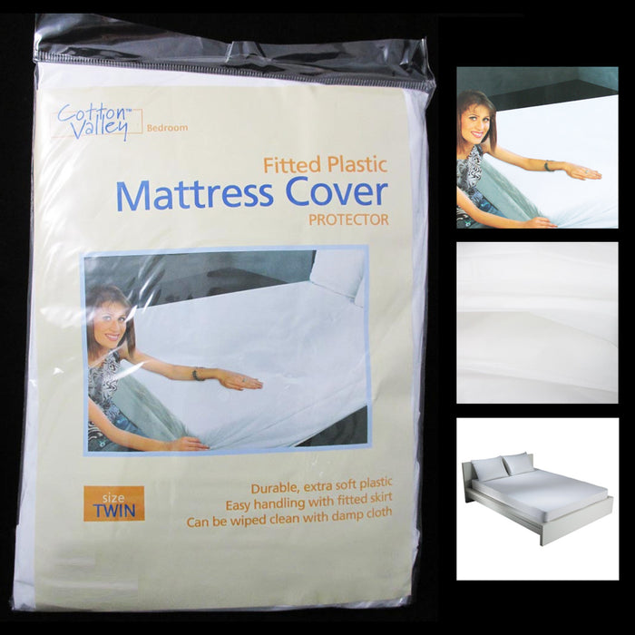 Twin Size Fitted Mattress Cover Vinyl Waterproof  Allergy Dust Bug Protector New