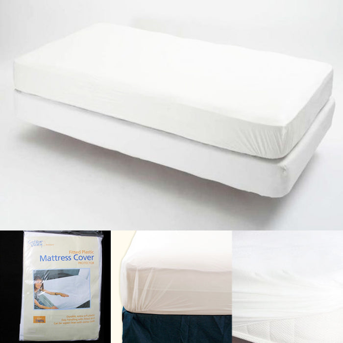 6pc Twin Size Fitted Mattress Cover Vinyl Waterproof  Allergy Dust Bug Protector
