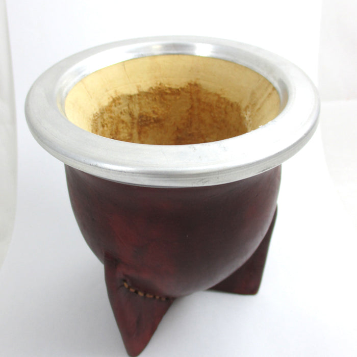 Argentina Mate Gourd Yerba Tea Brown Leather Covered Bombilla Straw Kit Set 9600