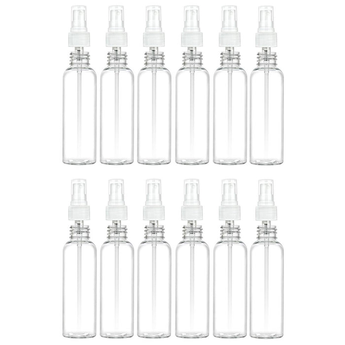 12 Lot Plastic Spray Bottles 2 oz PET Clear Mist Sprayer TSA Empty Travel Refill