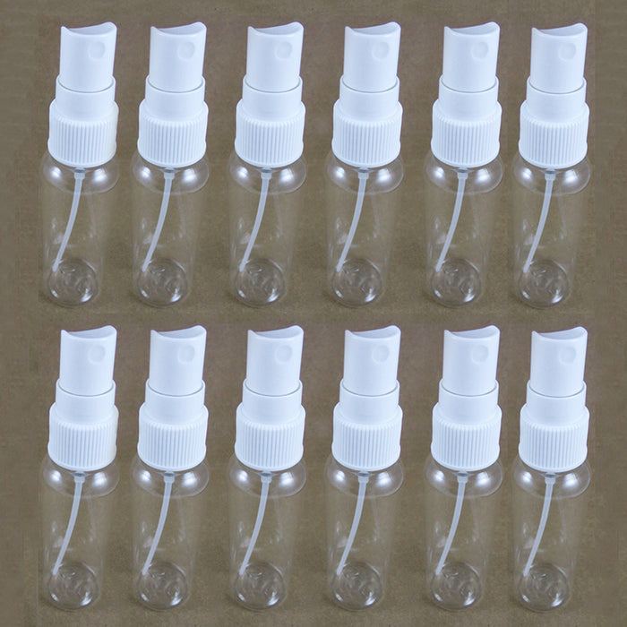 12 Lot Plastic Spray Bottles 2 oz PET Clear Mist Sprayer TSA Empty Travel Refill
