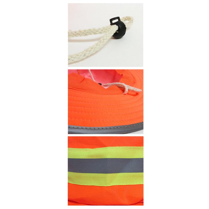 High Visibility Ranger Hat Reflective Safety Boonie Adjustable Neck Strap Orange