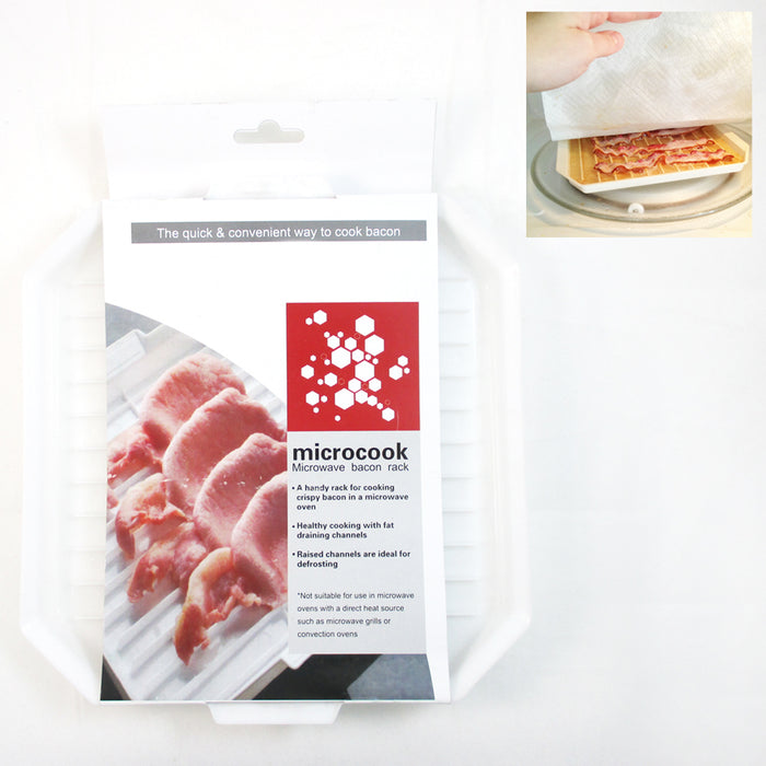 Microwavable Oven Bacon Rack Cooker Tray Cook Bar Crisp Breakfast Meal Home Dorm