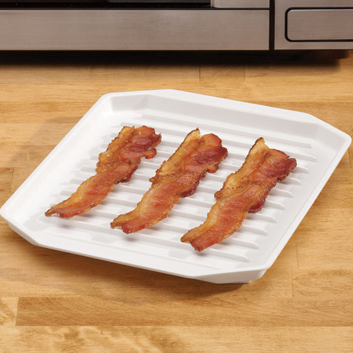 Microwavable Oven Bacon Rack Cooker Tray Cook Bar Crisp Breakfast Meal Home  Dorm