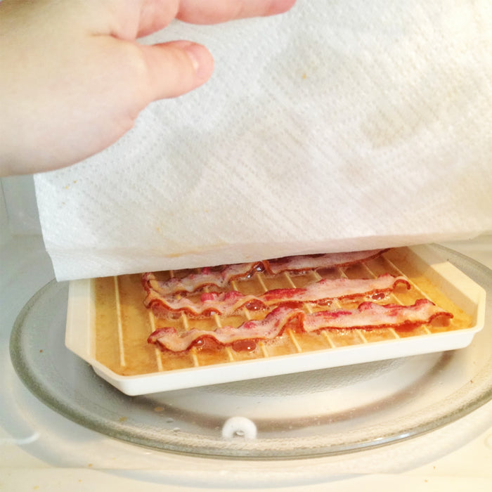 Microwavable Oven Bacon Rack Cooker Tray Cook Bar Crisp Breakfast Meal Home Dorm