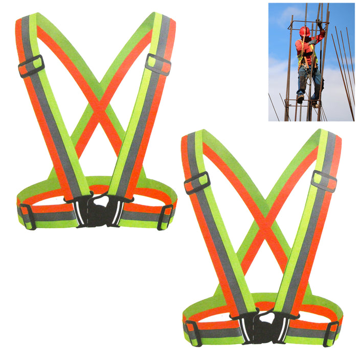 2PC High Visibility Reflective Safety Vests Adjustable Lightweight Outdoor Walk