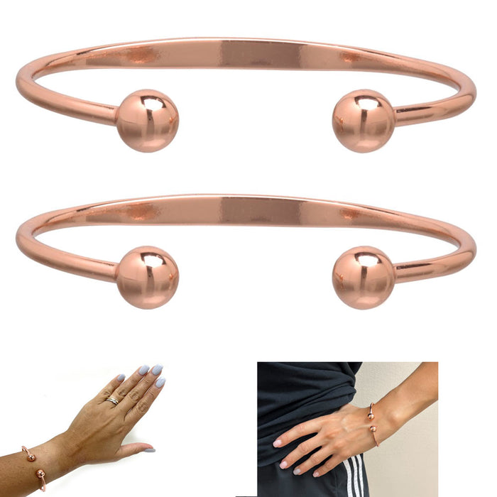 2Pc Men Women Magnetic Copper Bracelet Therapy Arthritis Healing Energy Quality
