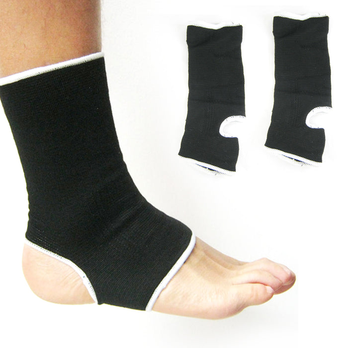 2 Ankle Support Brace Stretch Elastic Protection Arc Wrap Guard Sports Gym Black