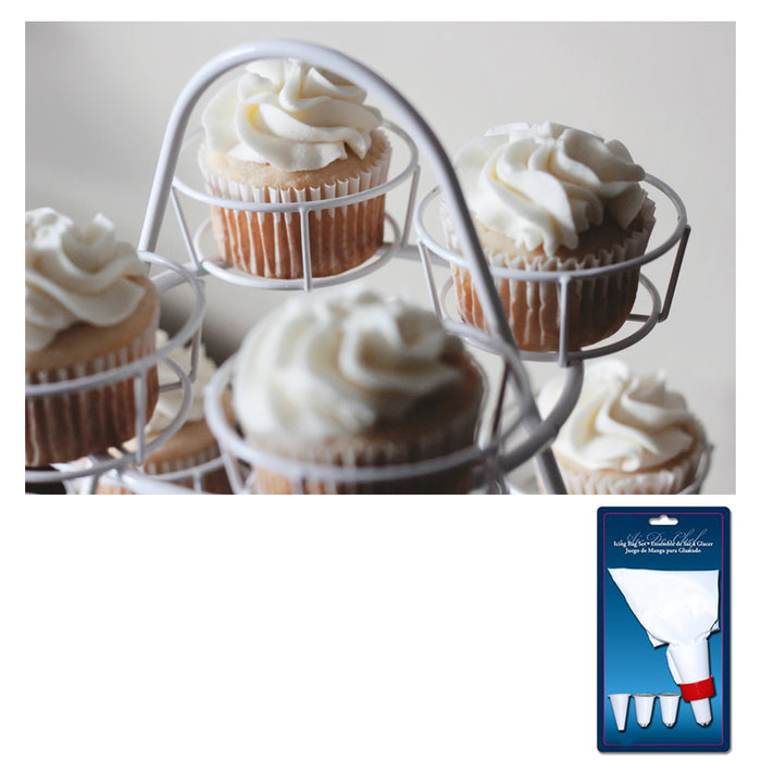 Icing Bag Cake Decorating Kit Set 5 Tips Supplies Tools Nozzles Piping Cupcake